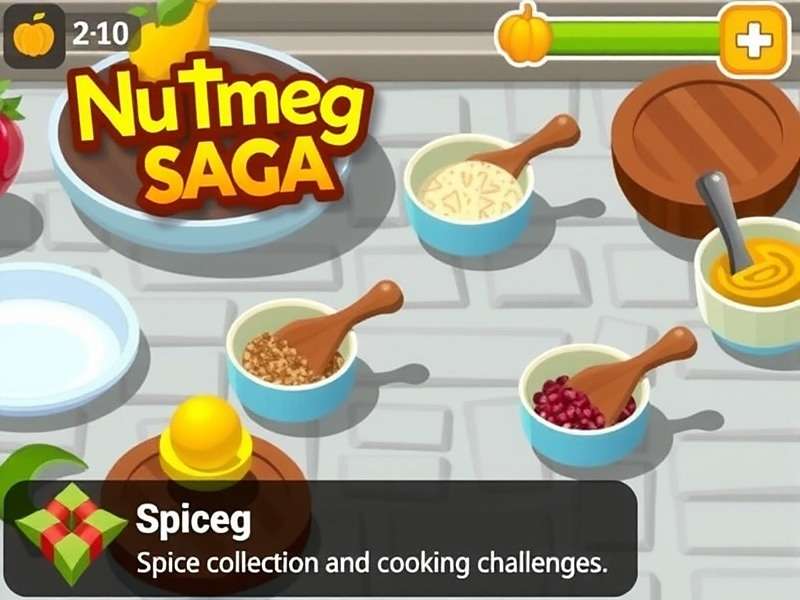 Nutmeg Saga Gameplay showing spice collection and cooking challenges